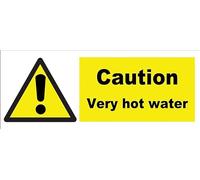 Warning Caution Very Hot Water Safety Sign Self Adhesive Gloss Sticker 165mm