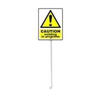 Warning Caution welding in progress Yard Sign With Stakes Outdoor Lawn Yard Signs 7 x 8.8 inch