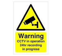 Warning CCTV in operation 24hr recording in progress Safety sign -1.2mm Rigid plastic 600mm x 400mm