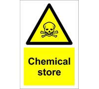 Warning Chemical Store Safety Sign - 1.2mm Rigid Plastic 300mm x 200mm