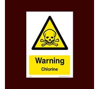 Warning Chlorine Sticker/Self Adhesive Sign (WCD58) - Danger, Acid, Corrosive, Hazardous, Chemicals, Harmful, Oxygen, Irritant