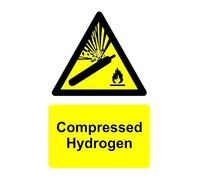 Warning compressed hydrogen safety sign - 3mm Aluminium sign (400mm x 300mm)