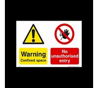 Warning confined space - No unauthorised entry Sticker/Self Adhesive Sign (MP29) - Danger, Caution, Flammable, Ear Protection, No Smoking, Harness, Men at work