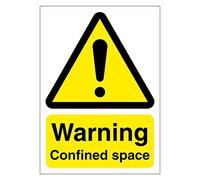 Warning confined Space Sign 100mm x 140mm Self Adhesive Vinyl Sticker Warns of a Potential Hazard Risk (10)