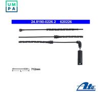 ATE Brake Pad Wear Sensor 24.8190-0226.2 - Warning Contact for BMW