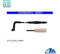 Fits ATE 24.8190-0275.2 Warning Contact, brake pad wear OE REPLACEMENT
