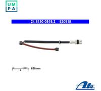 ATE Brake Pad Wear Sensor 24.8190-0919.2 - Warning Contact for PORSCHE 928