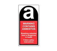Warning Contains Asbestos Label Roll of 500 Self Adhesive Polypropylene 25mm x 50mm