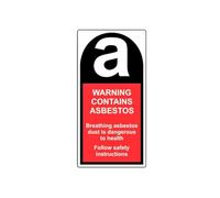 Warning Contains Asbestos Label - Self-Adhesive Sticker - 25mm x 50mm - Roll of 500