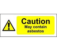 Warning contains asbestos sign - 1.2mm Rigid plastic 150mm x 50mm