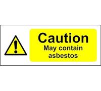 Warning contains asbestos sign - Self adhesive sticker 150mm x 50mm Case (Pack of 10)