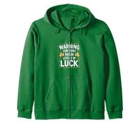 Warning Contains High Levels Of Luck Irish Shamrock Zip Hoodie