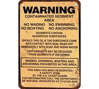 Warning Contaminated Sediment Area Metal Tin Sign 8x12 inches