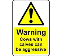 Warning Cows with Calves can be Aggressive Safety Sign - 3mm Aluminium Sign (300mm x 200mm)
