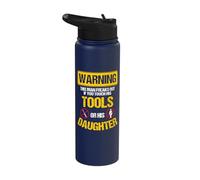 Warning Crafter Funny Handyman Crafting Daddy Father's Day Stainless Steel Insulated Water Bottle