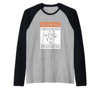 Warning Crossword in Progress Funny Crossword Puzzle Raglan Baseball Tee