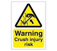 Warning Crush Injury Risk Sign 100mm x 140mm Self adhesive vinyl sticker - Warns people of potentially fatal crushing hazards (5)