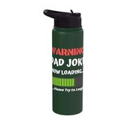 Warning Dad Joke Now Loading Please Try to Laugh Funny Stainless Steel Insulated Water Bottle