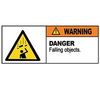 WARNING - DANGER OF FALLING OBJECTS - Warning Sign Removable Self Adhesive Label - 100mm x 148mm - Pack of 4