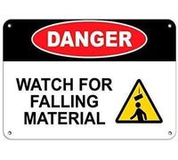 Warning Danger Watch For Falling Material Construction Warning Metal Sign Tin Signs Aluminum Sign for Outdoors Use Yard Farm Fence Home Wall Decor 12x16 inch
