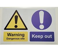 Warning Dangerous site keep out sign - 1.2mm Rigid plastic 300mm x 200mm