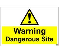 Warning Dangerous Site Safety Sign - 1.2mm Rigid Plastic 300mm x 200mm