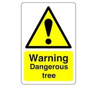 Warning dangerous tree sign - 3mm Aluminum Dibond for indoor/outdoor usage (400mm x 300mm) Ensures Safety Within 14m Viewing Distance.