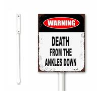 Warning Death From Ankles Down Ankle Biter Funny Yard Sign With Stake 18x22cm Lawn Sign Garden Sign Outdoor Metal Sign Sturdy Aluminum Sign Rust Free Weatherproof Easy To Install