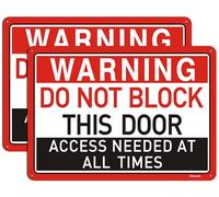 Warning Do Not Block This Door, Access Needed at All Times Signs 14” x 10” Do Not Block Door Signs, Rust-Free Aluminum, Weatherproof, Easy to Install, Indoor or Outdoor Use, 2 Pack