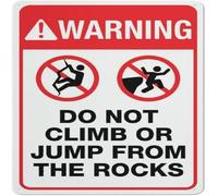 Warning Do Not Climb Or Jump From The Rocks Metal Tin Sign Aluminum Warning Signs For Indoor & Outdoor Yard Lawn Sign Home Decor 8x12 inch