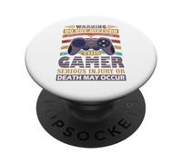 Warning Do Not Disturb This Gamer, Funny Video Gaming Lover PopSockets Adhesive PopGrip