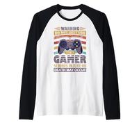 Warning Do Not Disturb This Gamer, Funny Video Gaming Lover Raglan Baseball Tee