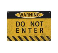 "WARNING DO NOT ENTER" Metal Warning Sign - 12x8 Inch - Metal Aluminium Plaque - Great for Outdoor/Indoor Decor - Funny/Serious Yard, Garage or Dog Kennel Signs