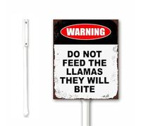 Warning Do Not Feed The Llamas They Will Bite Yard Sign With Stand 12x15cm Lawn Sign Garden Sign Outdoor Metal Sign Sturdy Aluminum Sign Rust Free Weatherproof Easy To Install