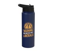 Warning Does Not Play Well with Liberals Stainless Steel Insulated Water Bottle