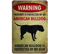 Warning Dog Classic Tin Signs Beware of American Bulldog Outdoors Wall Decor Yard Signs Home Decor Classic Aesthetic Art Signs 8 x 12 inch