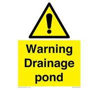 Warning Drainage pond Sign - 150x200mm - A5P