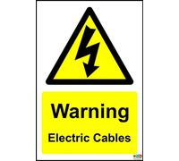 Warning Electric Cables Sign - 1.2mm Rigid Plastic 300mm x 200mm