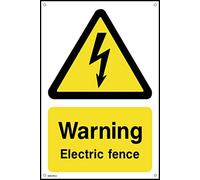 Warning Electric Fence - 100mm x 150mm - 1.2mm Rigid Plastic Drilled Sign (WEH53)