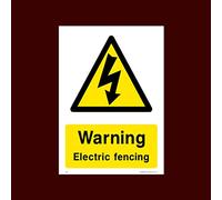 Warning Electric Fencing Plastic Sign - Warning, Farm, Dogs, Agriculture, Cattle, Sheep, Bull - (CA33)