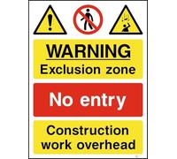 Warning Exclusion Zone No Entry - Construction/Site Safety - Durable, High-Visibility UK Compliance Sign (Rigid PVC, 600x400mm)