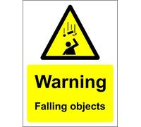 Warning Falling Objects Safety Sign - 1.2mm Rigid Plastic 300mm x 200mm