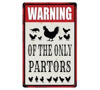 Warning Farm Chicken Tin Sign Warning Of The Only Partors Metal Signs For Farmhouse Gardening Backyard Patio Outdoor Wall Decor 8x12inch