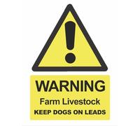 Warning Farm Livestock Keep Dogs On Leads Sign Adhesive Sticker A4 297mm x 210mm