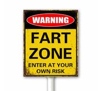Warning Fart Zone Yard Sign With Stake for Garden Lawn Front Door Porch Decor, Funny Party Outdoor Decoration, 12x15 CM Sturdy Aluminum Rustproof Easy Install
