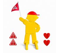 Warning figure Caution Children Traffic figure Safety sign Stand with flag