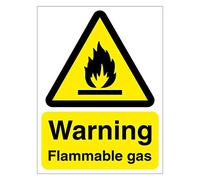Warning Flammable Gas Sign 150mm x 200mm Self Adhesive Sticker Warns of Potential Flammable Hazards (5)