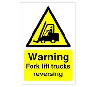 Warning Fork Lift trucks reversing Safety sign -1.2mm Rigid plastic 150mm x 100mm