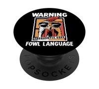 Warning Fowl Language Warning Chicken Rooster - Funny Chicken PopSockets Adhesive PopGrip
