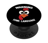 Warning Fowl Language Warning Chicken Rooster - Funny Chicken PopSockets Adhesive PopGrip